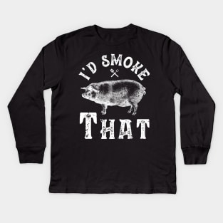 D Smoke That T-Shirt Bbq Barbeque Barbecue Grill Pork Kids Long Sleeve T-Shirt